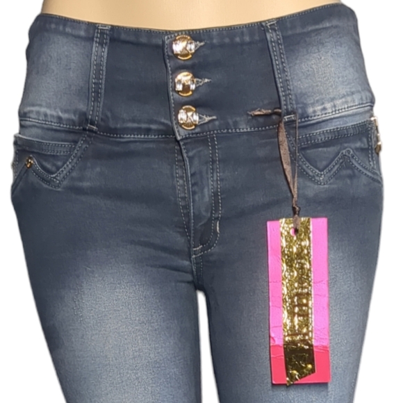 *NEW* Colombian Authentic Skinny Butt Lifter white Embroidery Jeans Si… - Picture 11 of 12